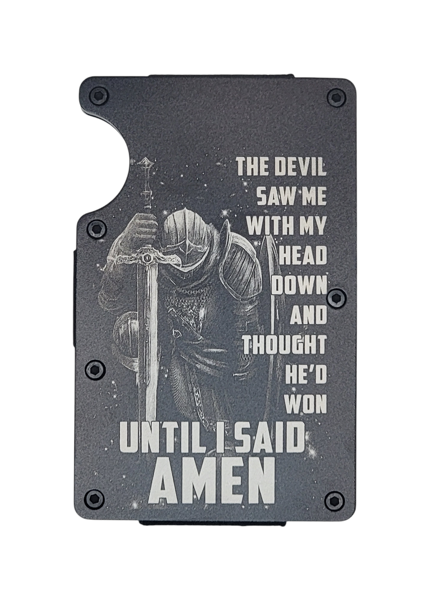 "Knight- Said Amen" Black Slim Metal Wallet with money band
