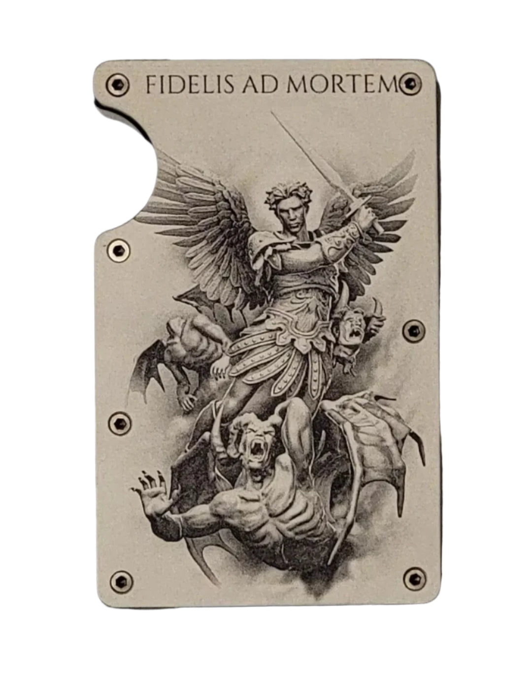 "St. Michael - Slayin Demons" Black Slim Metal Wallet with money band