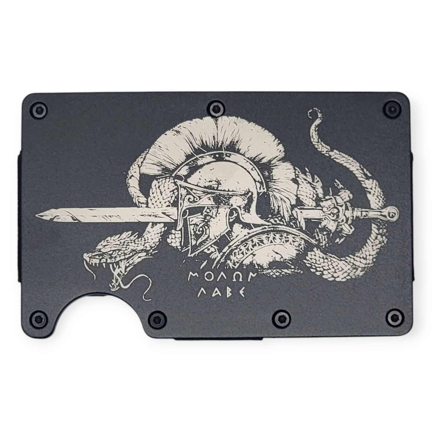 "Spartan Snake" Black Slim Metal Wallet with money band