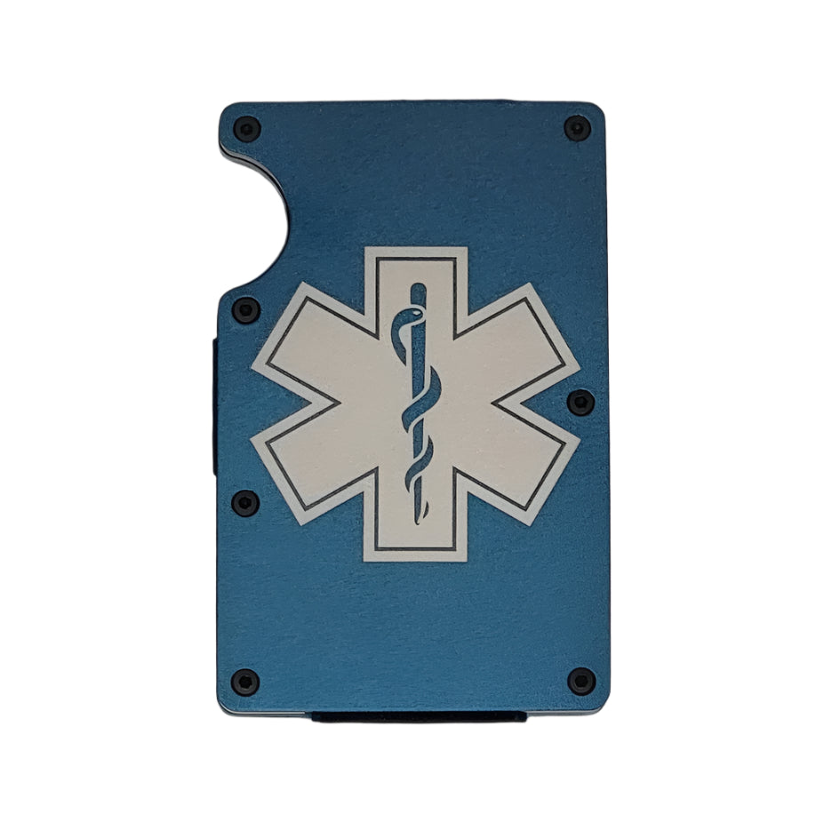 "EMS- Star of Life" Blue Slim Metal Wallet with money band