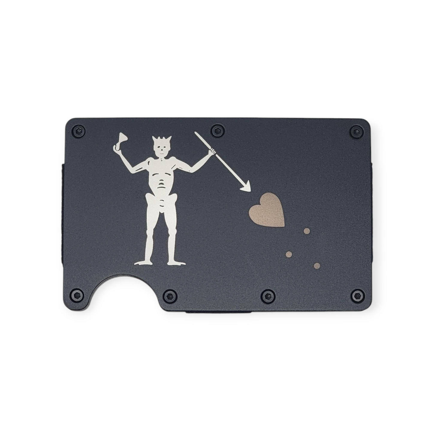 "Black Beard" Black Slim Metal Wallet with money band
