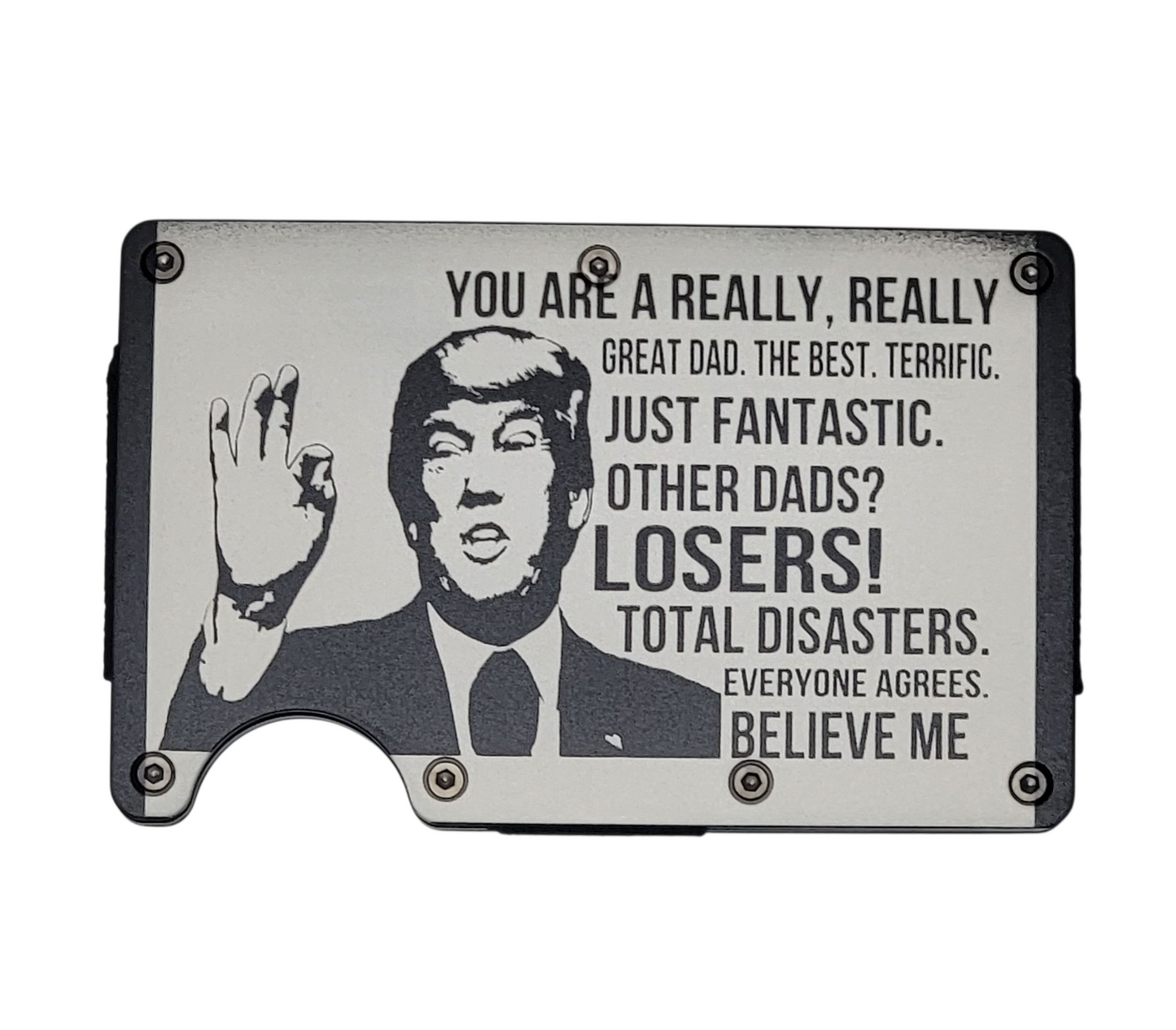 "Trump Good Dad" Black Slim Metal Wallet with money band