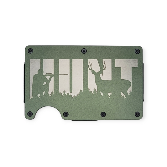 "Hunt" Green Slim Metal Wallet with money band