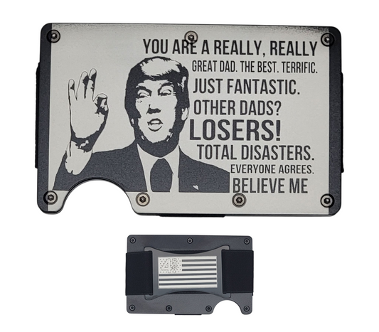 "Trump Good Dad" Black Slim Metal Wallet with money band