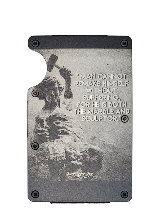 "Marble and the Sculptor" Black Slim Metal Wallet with money band