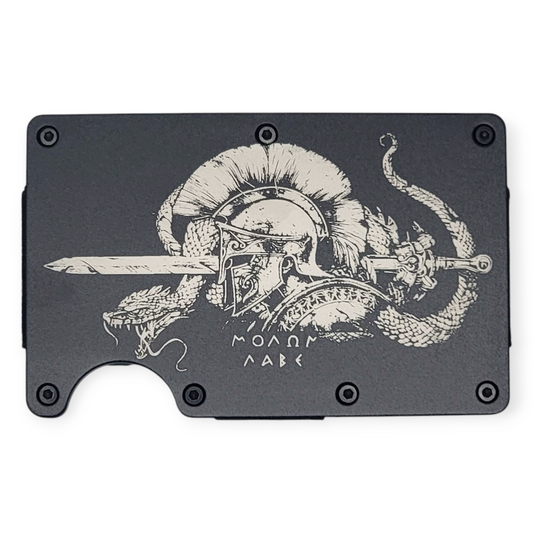 "Spartan Snake" Black Slim Metal Wallet with money band